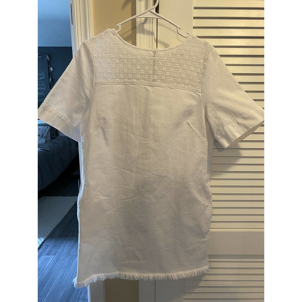 MIH Jeans White Denim Fringe Eyelet Dress - Small